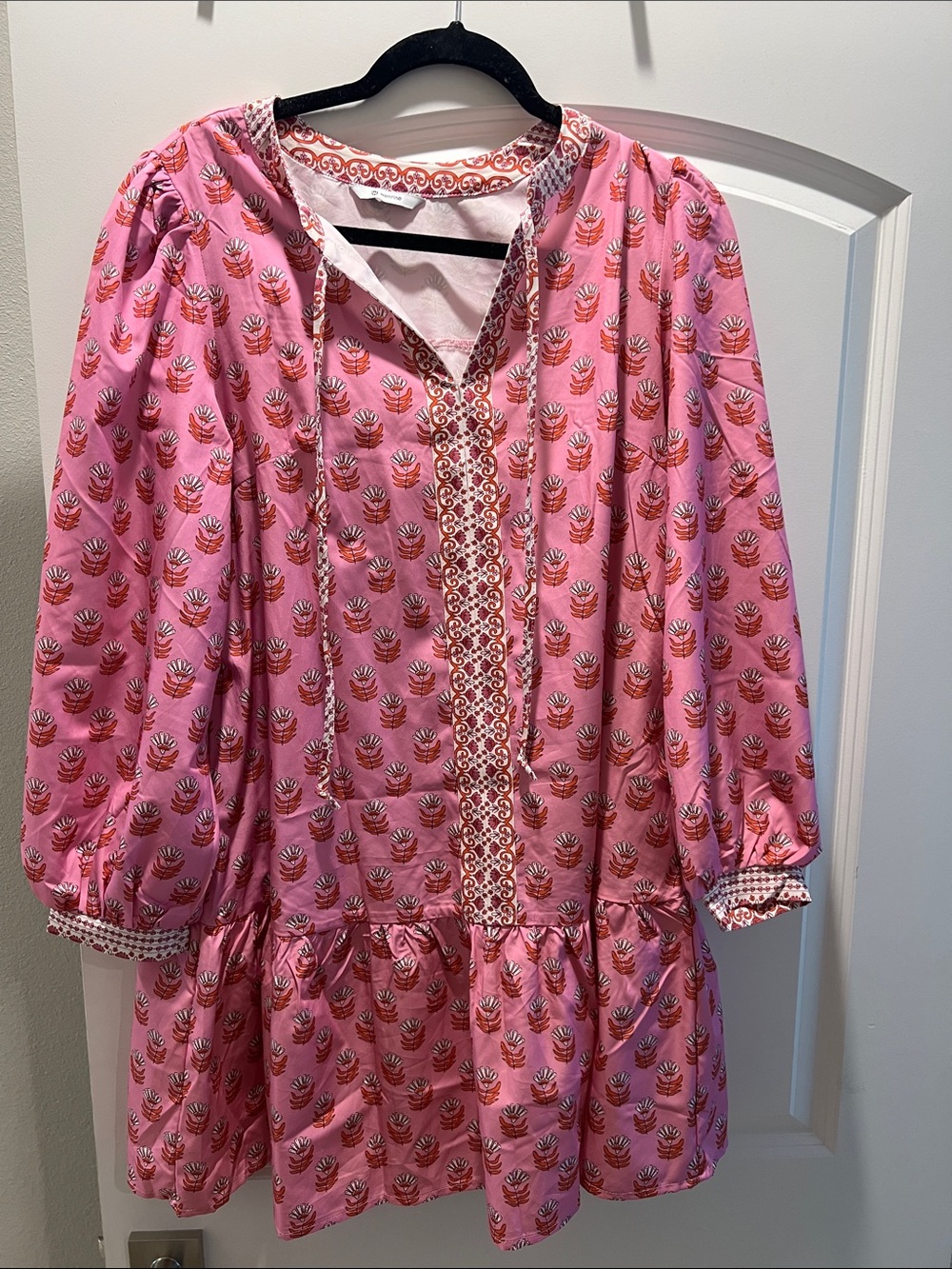 Amazon Pink Floral Long Sleeve Peasant Dress
